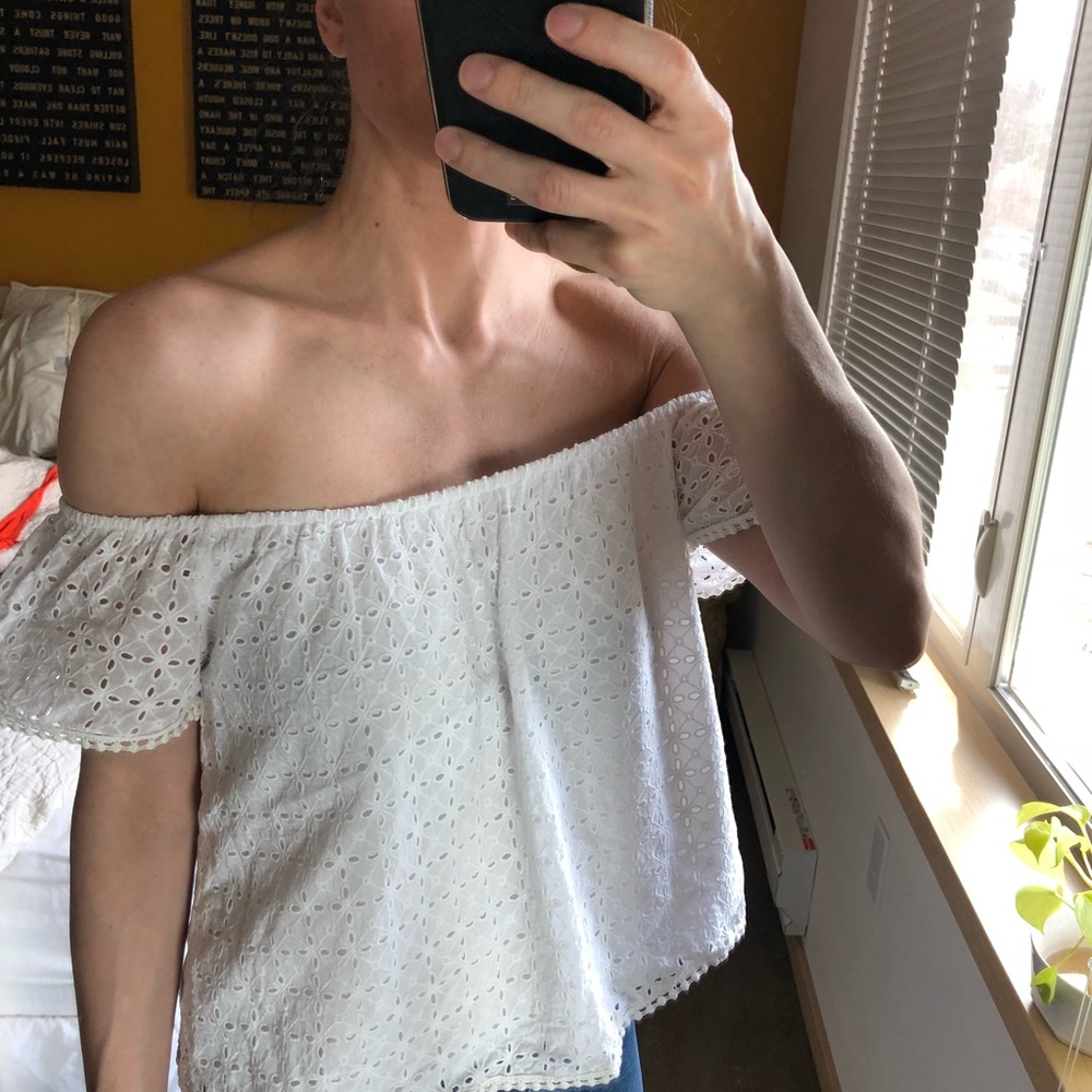 Every size small off shoulder white eyelet top